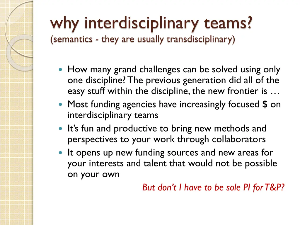 why interdisciplinary teams semantics they