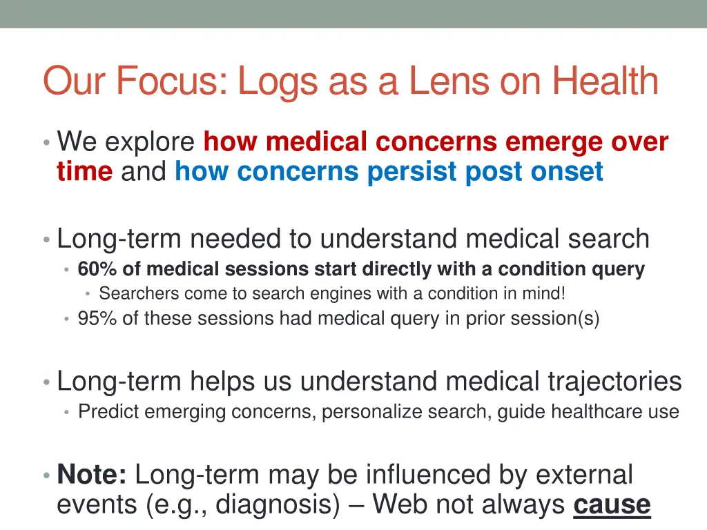 our focus logs as a lens on health