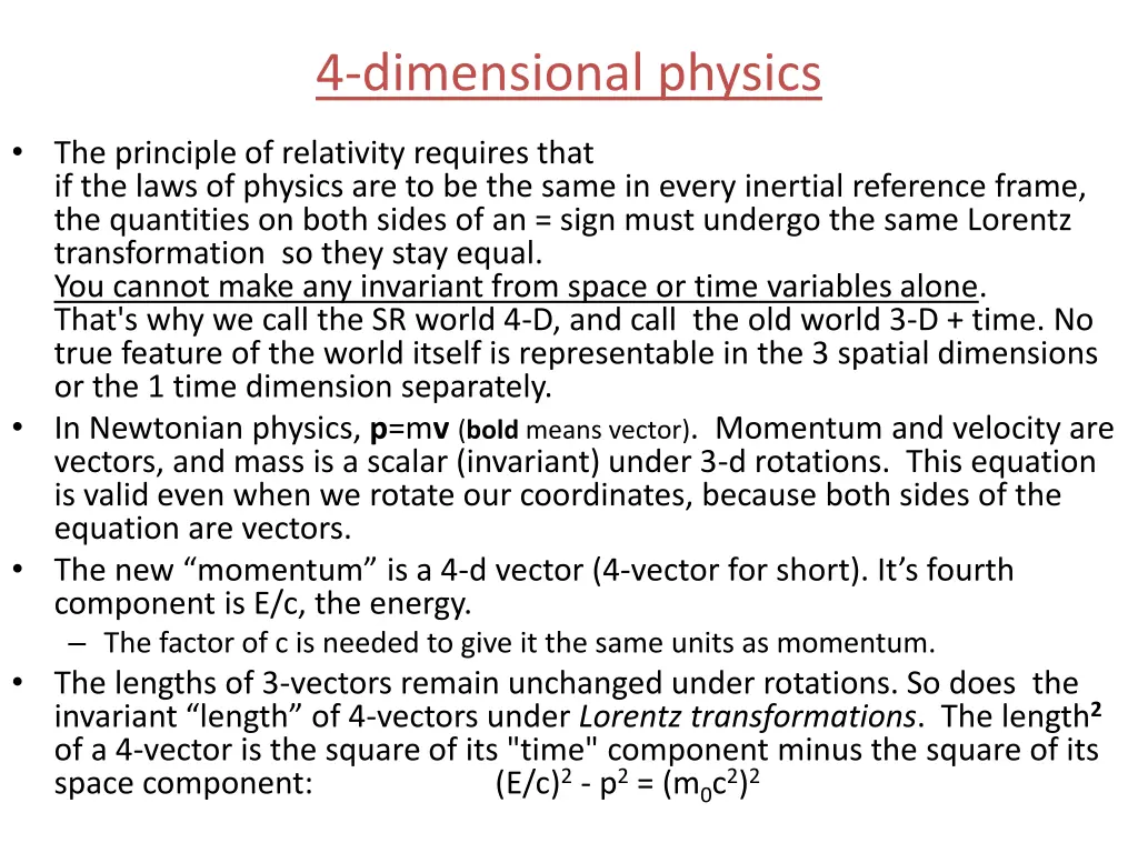4 dimensional physics