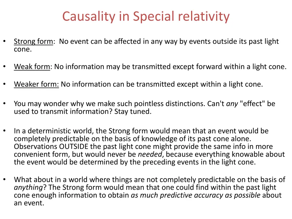 causality in special relativity