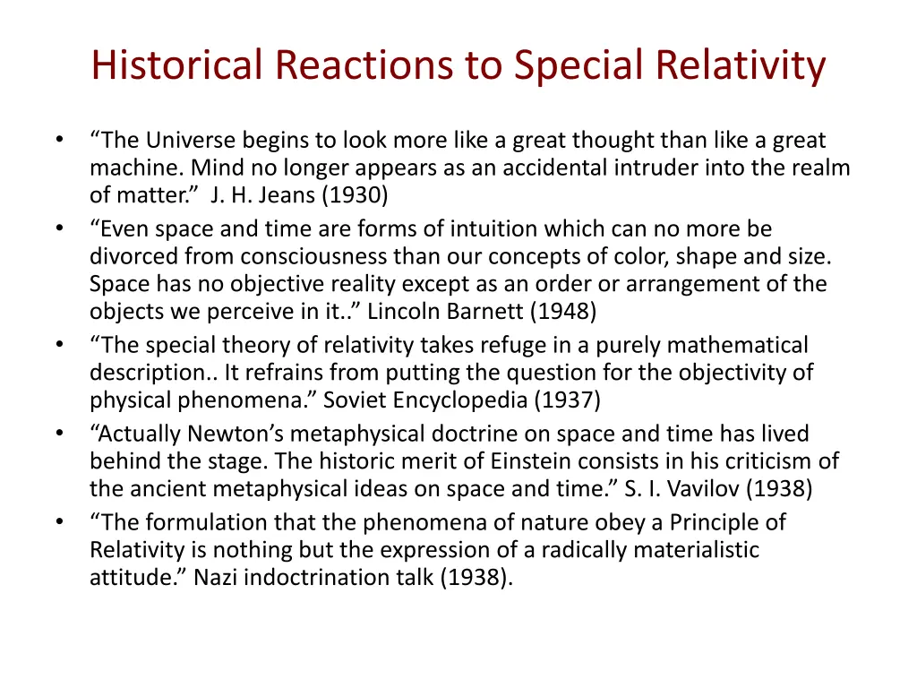 historical reactions to special relativity