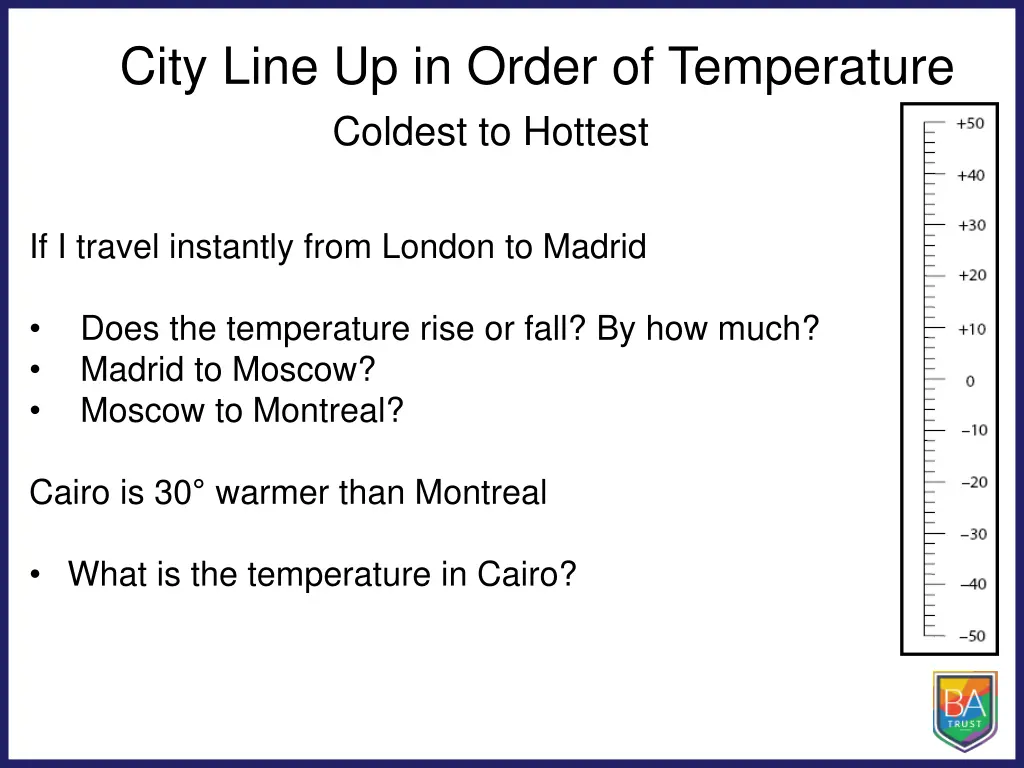 city line up in order of temperature coldest
