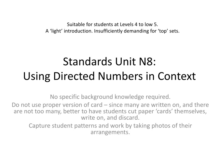 suitable for students at levels