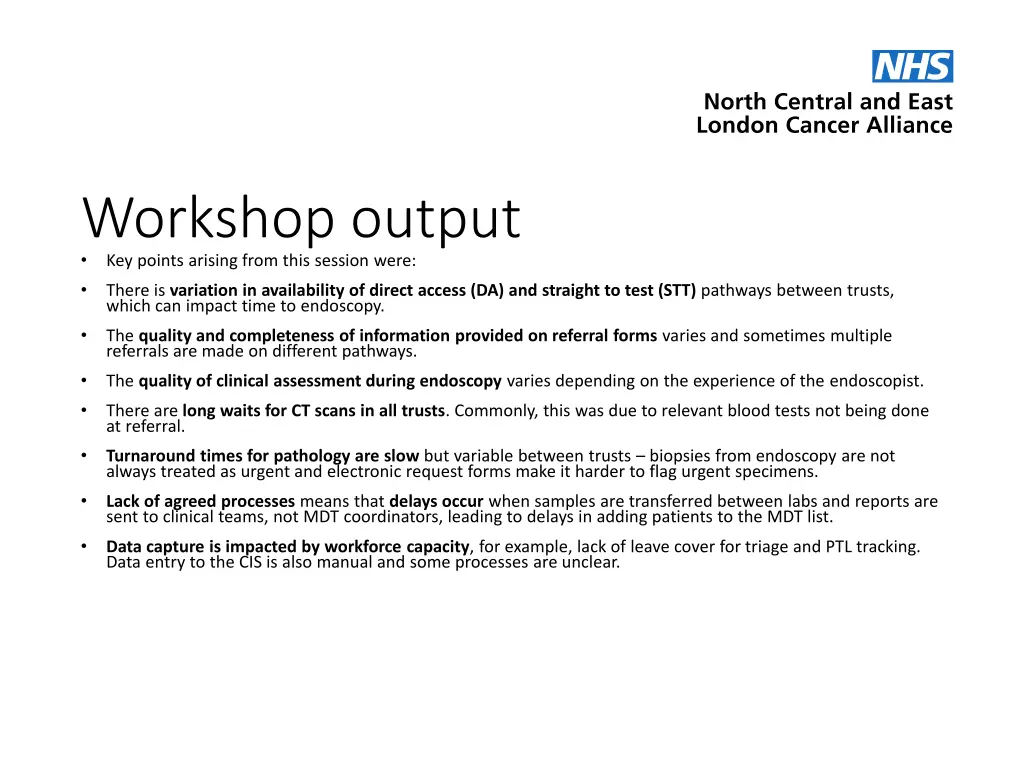 workshop output key points arising from this