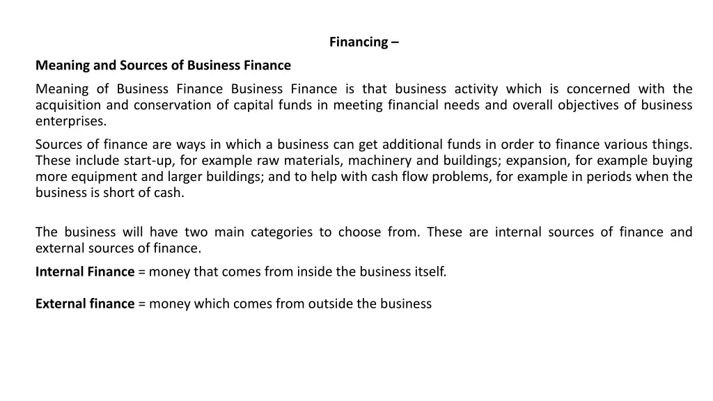financing