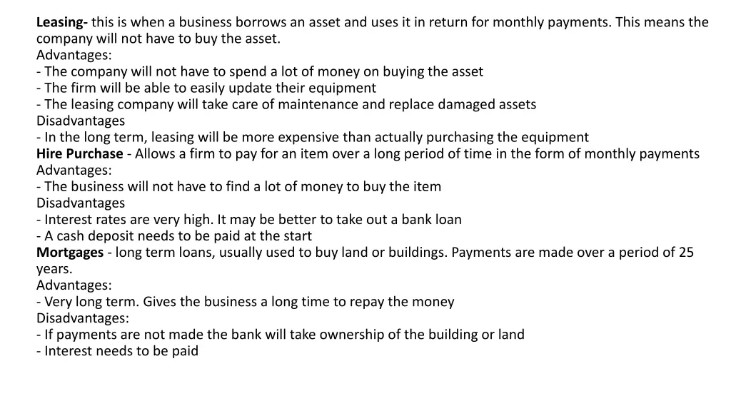 leasing this is when a business borrows an asset