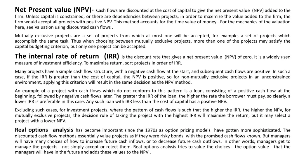 net present value npv cash flows are discounted