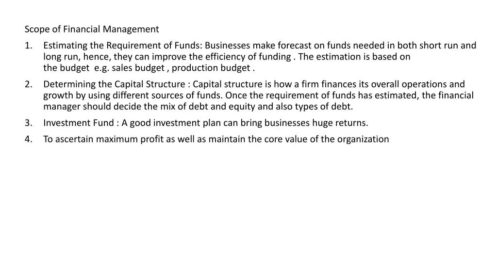 scope of financial management