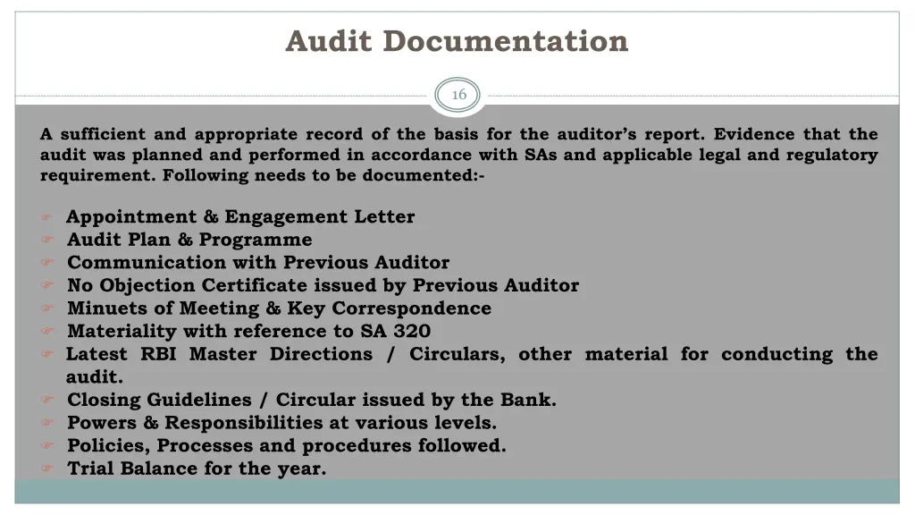 audit documentation