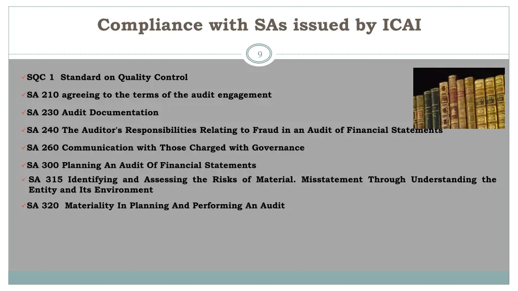 compliance with sas issued by icai