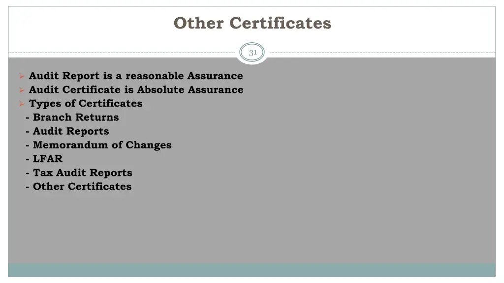 other certificates