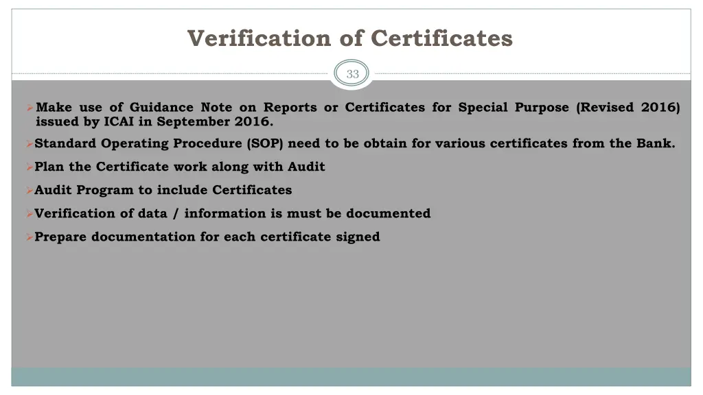 verification of certificates