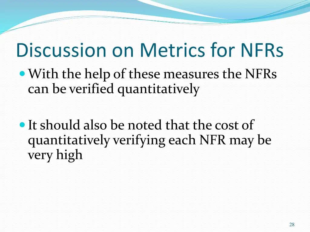 discussion on metrics for nfrs with the help