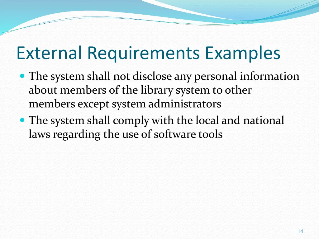 external requirements examples