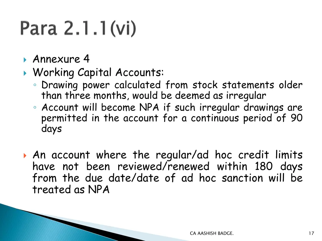 annexure 4 working capital accounts drawing power