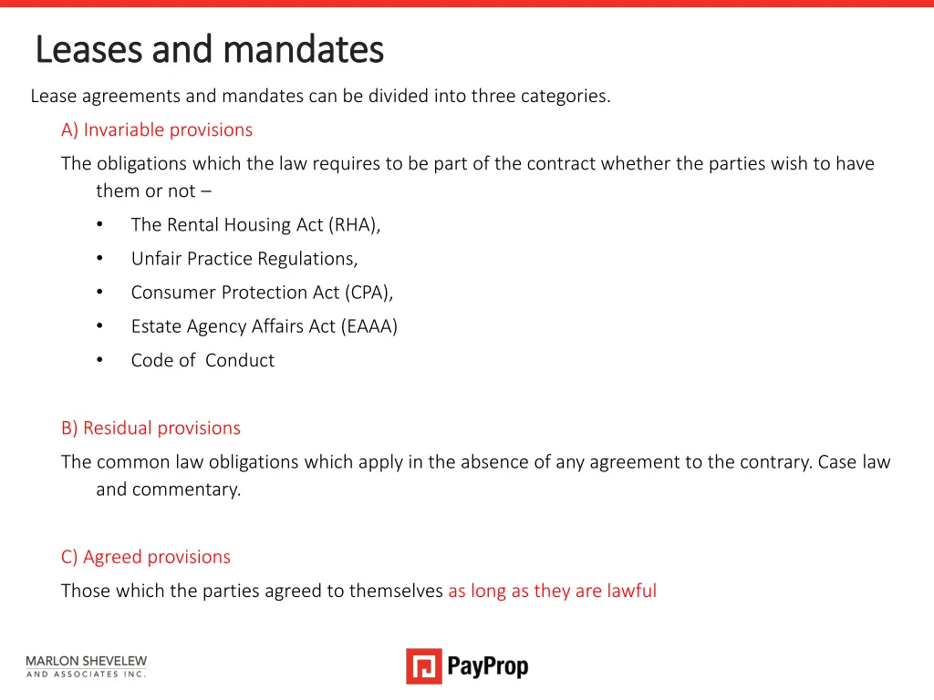 leases and mandates leases and mandates