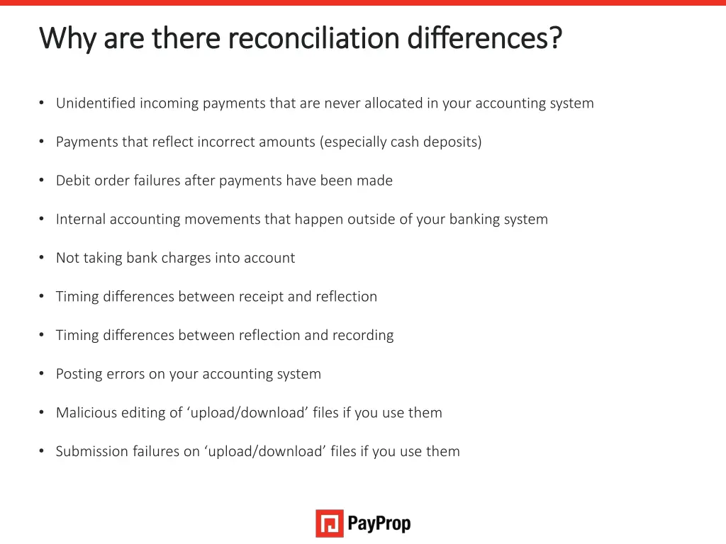why are there reconciliation differences