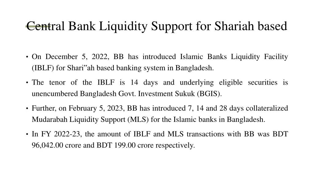 central bank liquidity support for shariah based