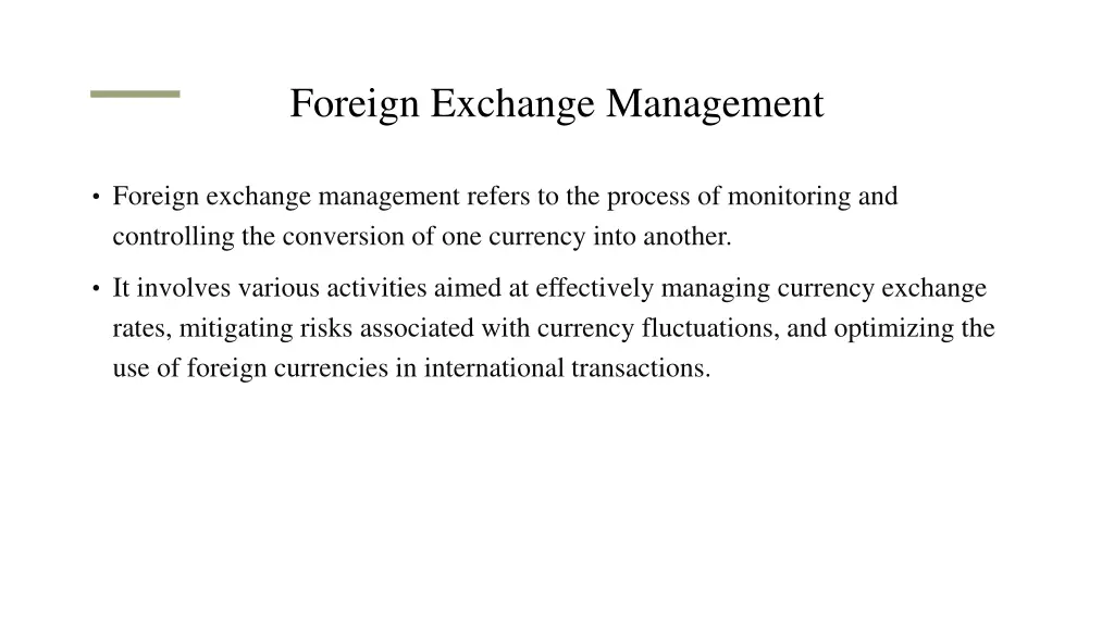 foreign exchange management