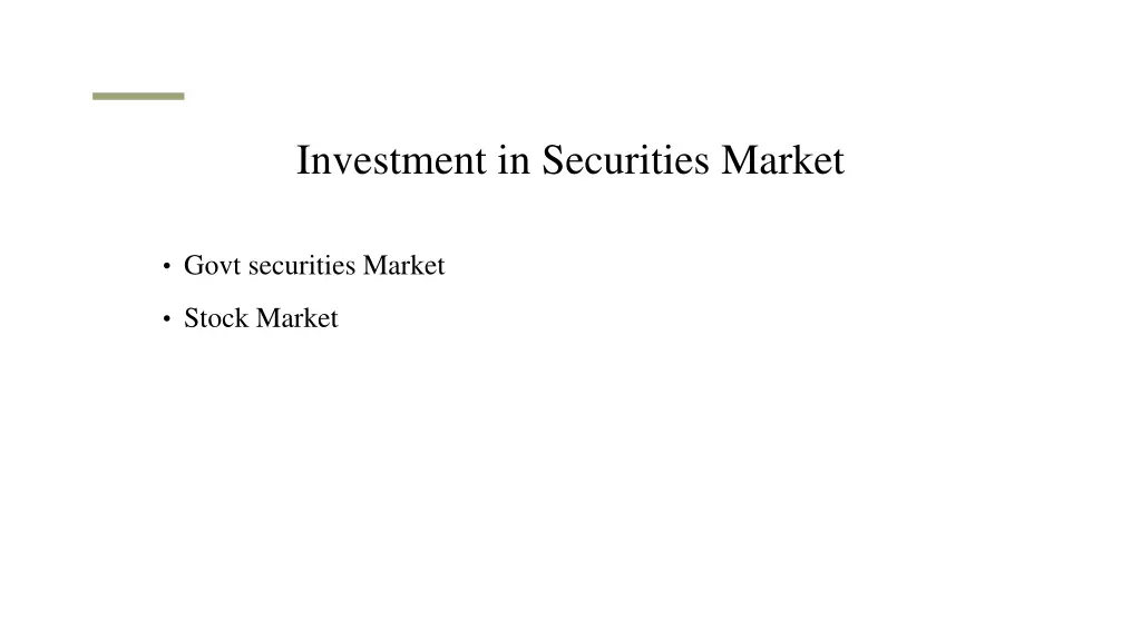 investment in securities market
