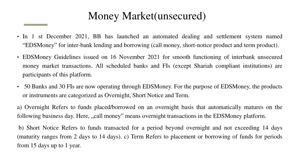 money market unsecured
