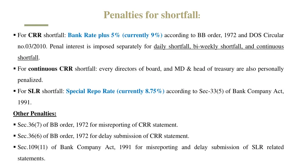 penalties for shortfall