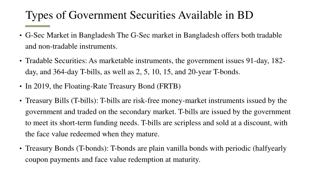 types of government securities available in bd 1