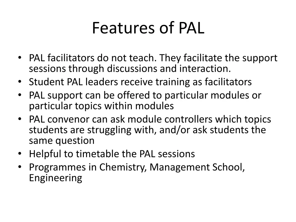 features of pal