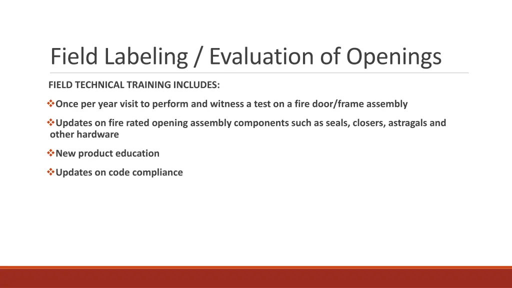 field labeling evaluation of openings 5
