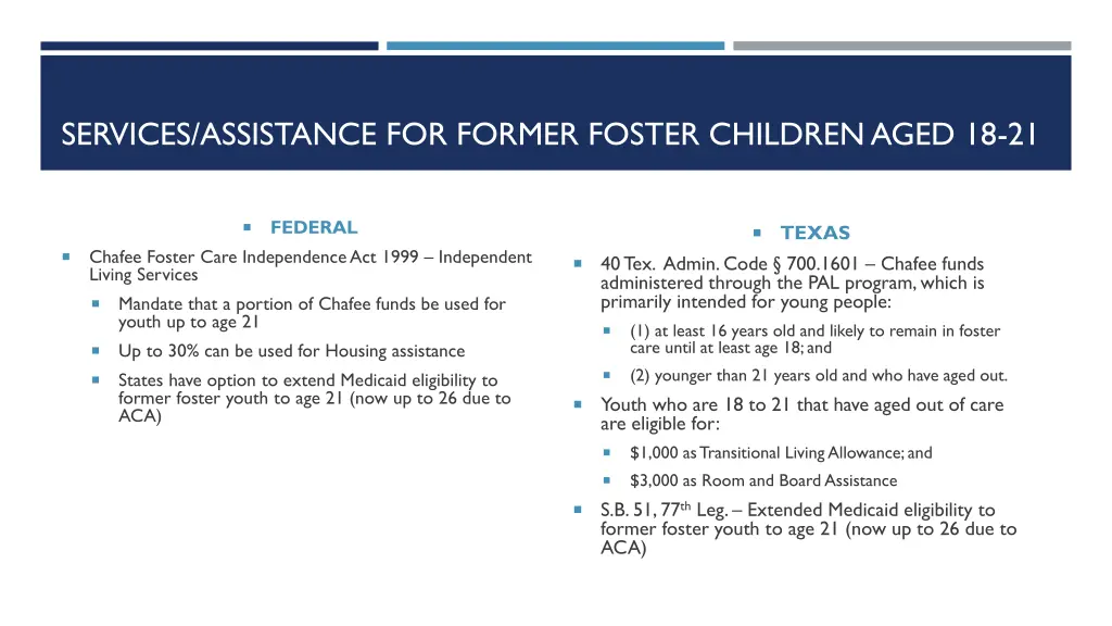 services assistance for former foster children
