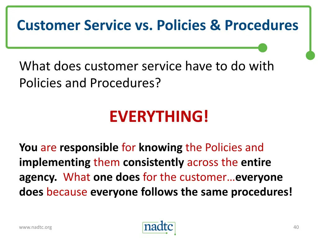 customer service vs policies procedures