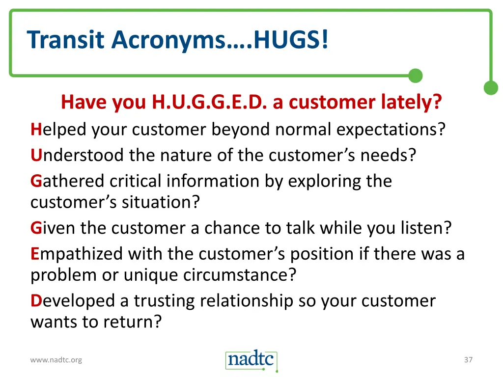 transit acronyms hugs