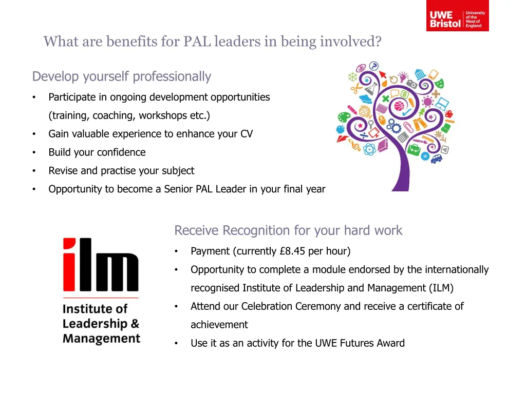 what are benefits for pal leaders in being