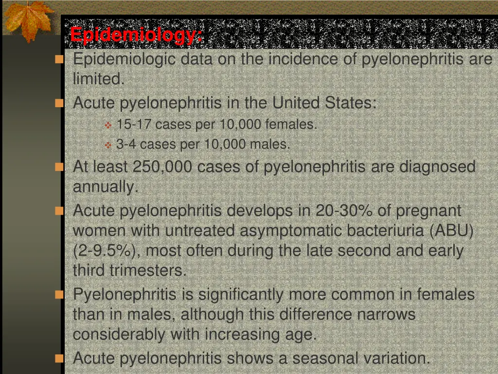 epidemiology epidemiologic data on the incidence