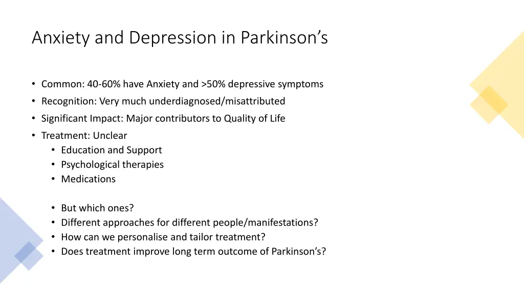 anxiety and depression in parkinson s