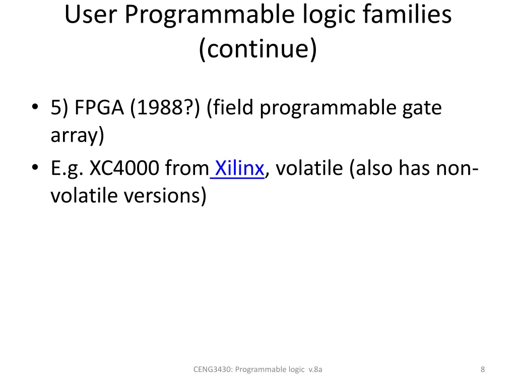user programmable logic families continue 1