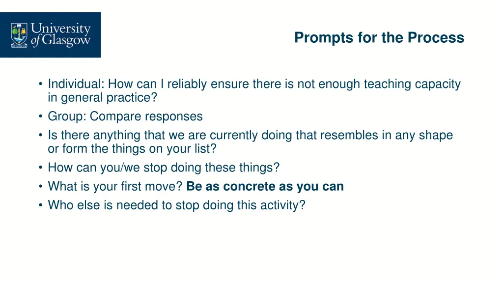 prompts for the process