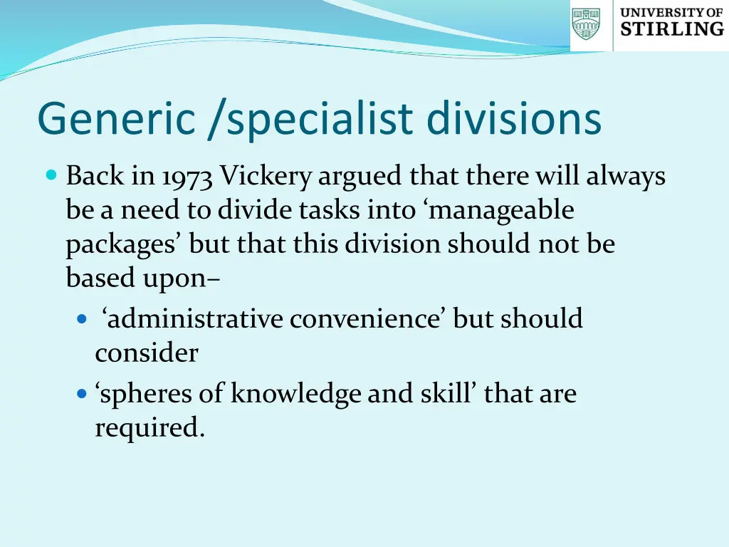 generic specialist divisions