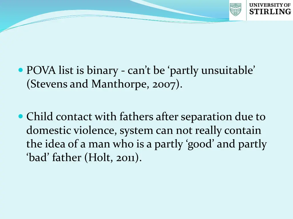 pova list is binary can t be partly unsuitable