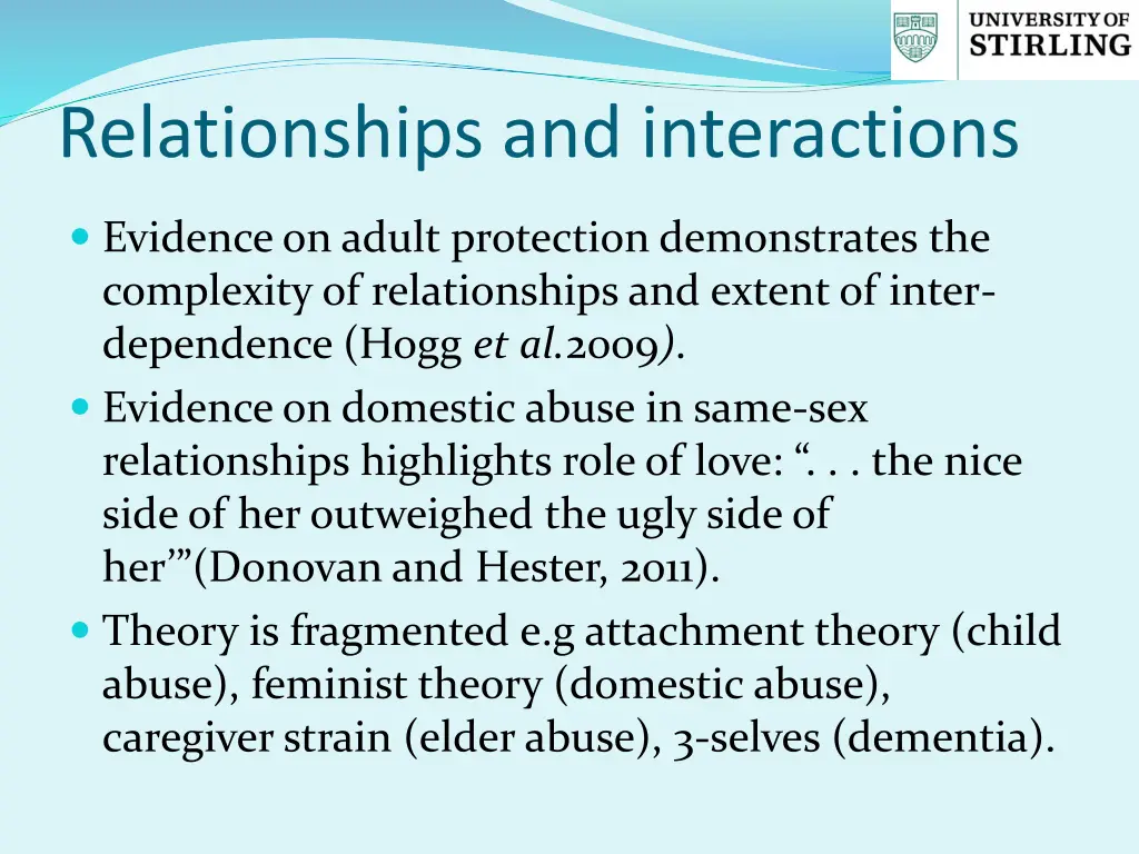 relationships and interactions