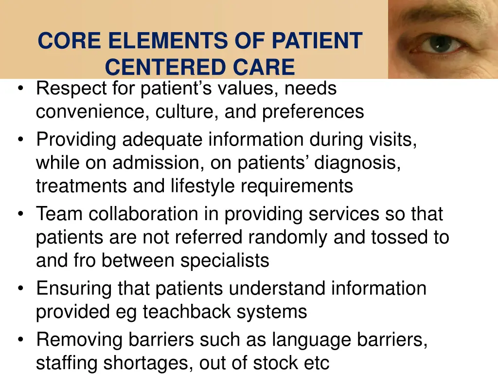 core elements of patient centered care respect
