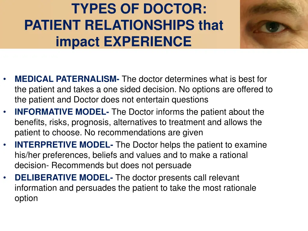 types of doctor patient relationships that impact