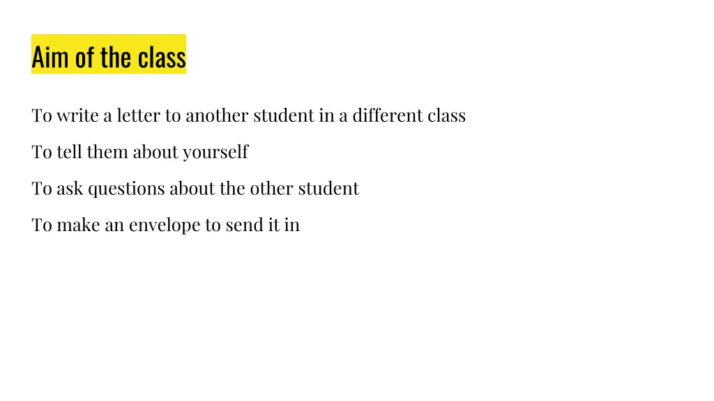 aim of the class