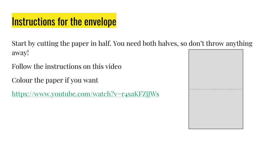 instructions for the envelope