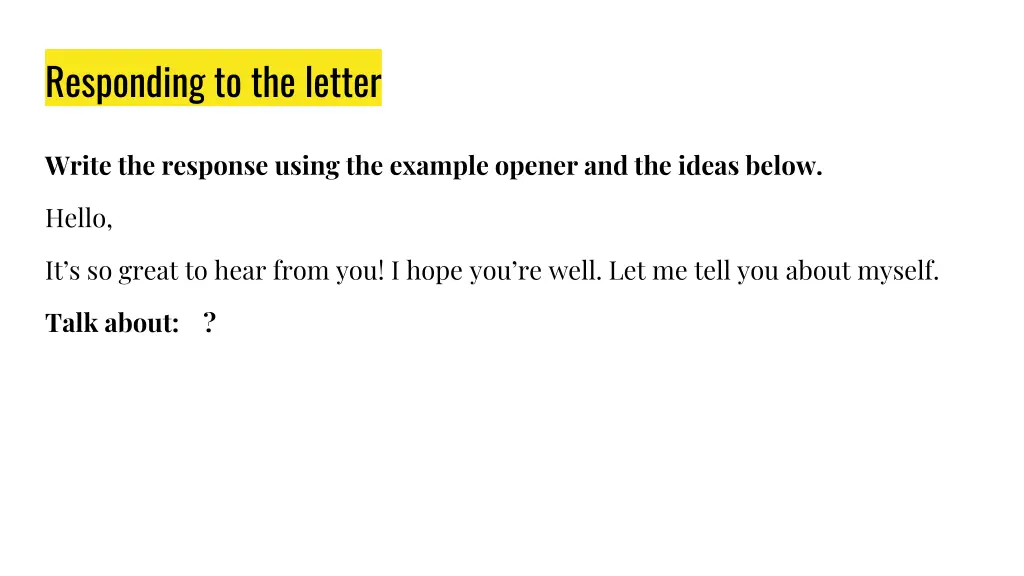 responding to the letter
