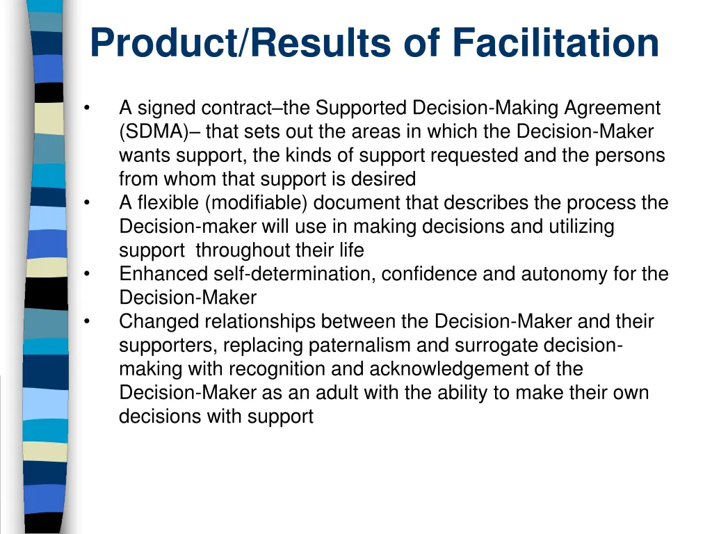 product results of facilitation