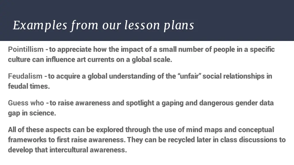 examples from our lesson plans
