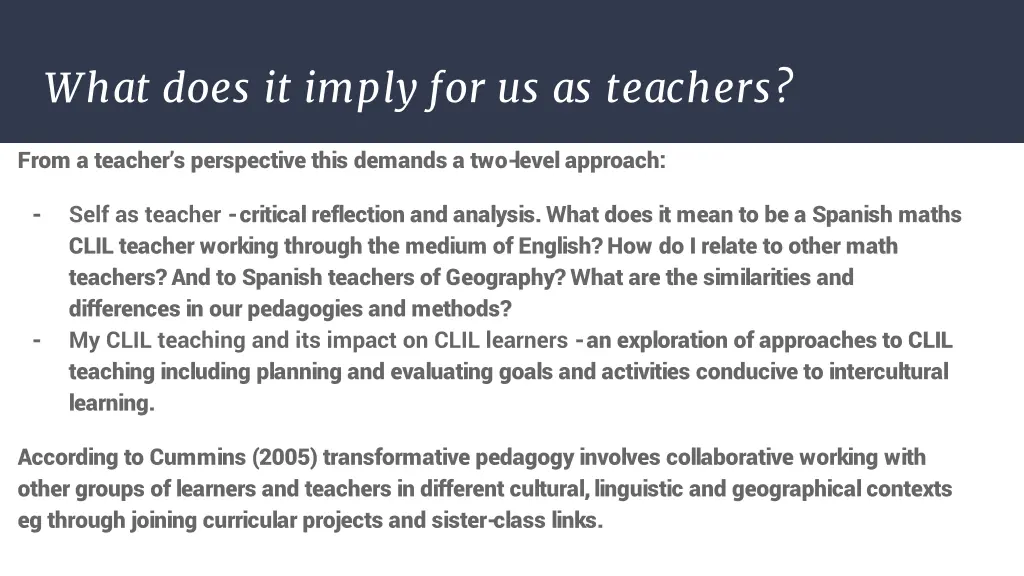 what does it imply for us as teachers