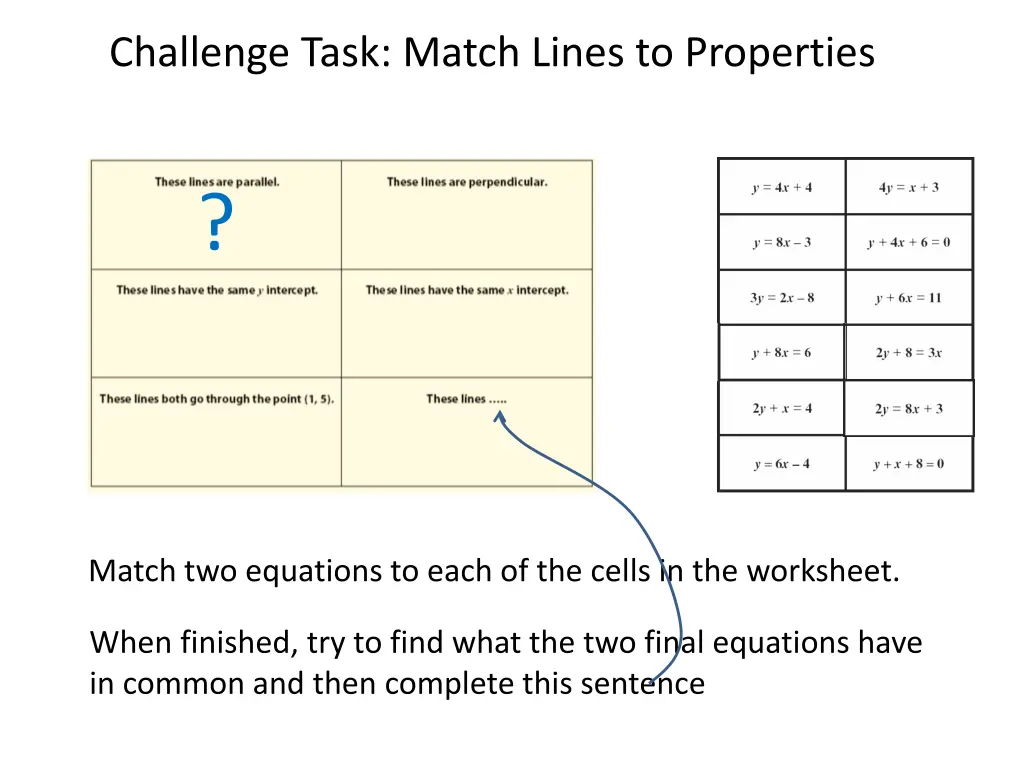 challenge task match lines to properties