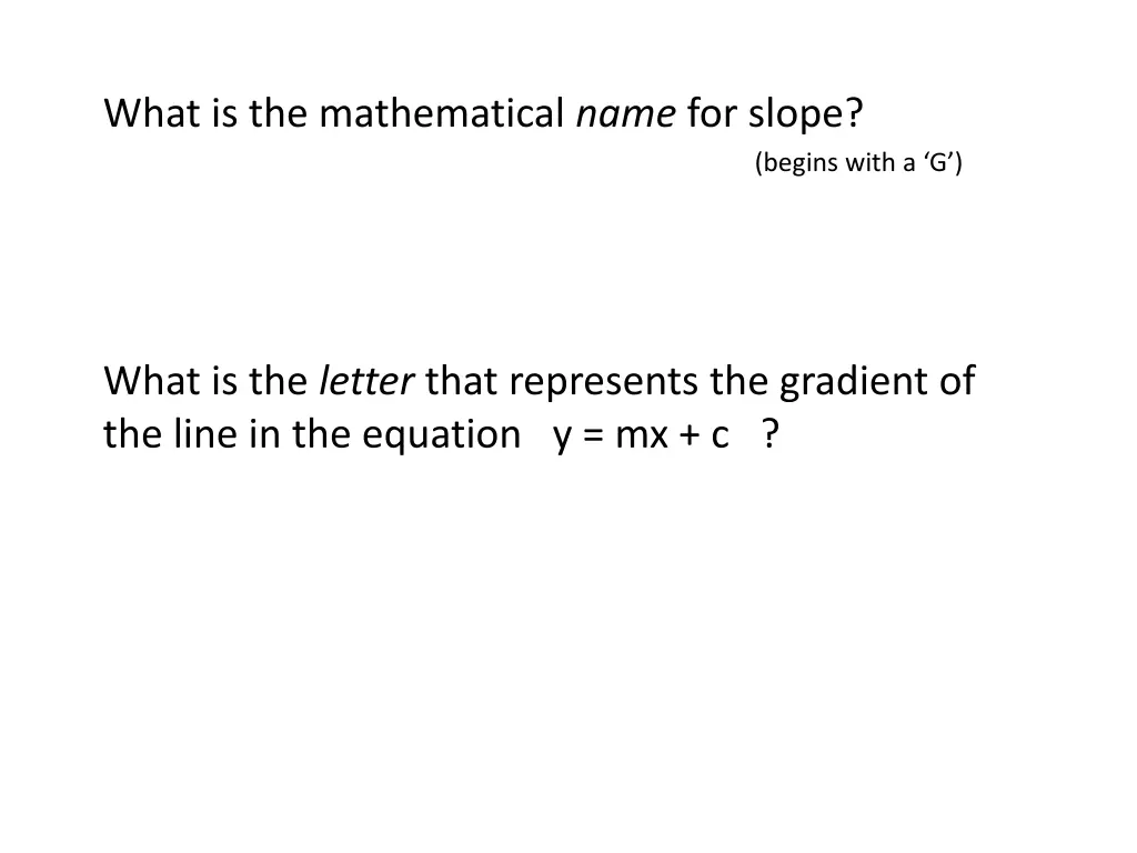 what is the mathematical name for slope